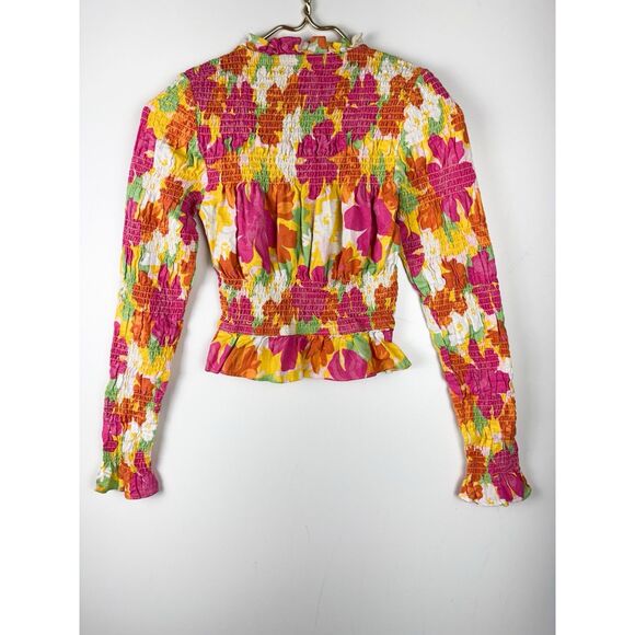 SABO Sz Small Mica Shirred Women Top Floral Australia Multicolor Cotton - Picture 6 of 8